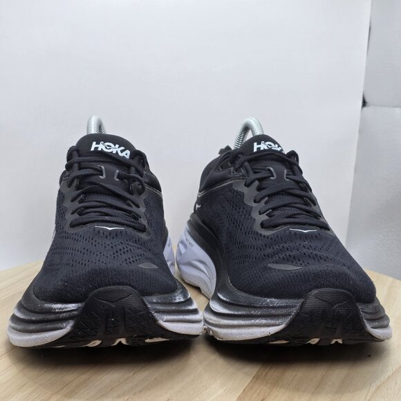 Hoka One Bondi Shoes Womens Size 7.5 Black Sneakers Running Athletic White - Picture 2 of 9